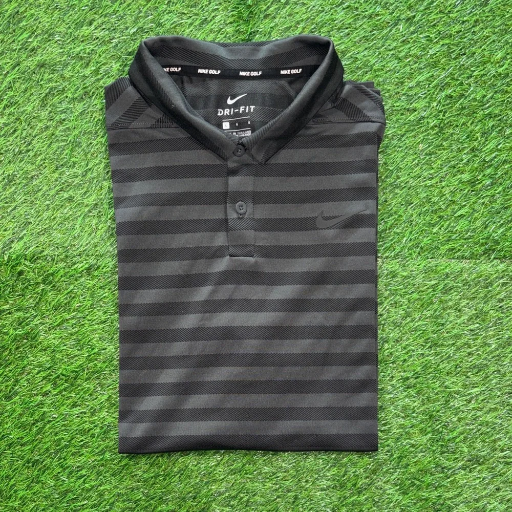Nike Men's Charcoal Striped Polo Shirt